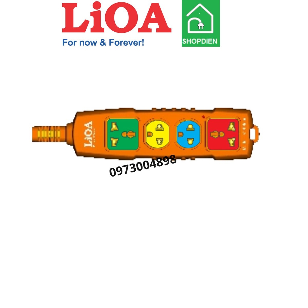 4P-5M/3-15A LIOA Ổ cắm kéo dài chịu tải 4 cổng 6600W có tiếp địa