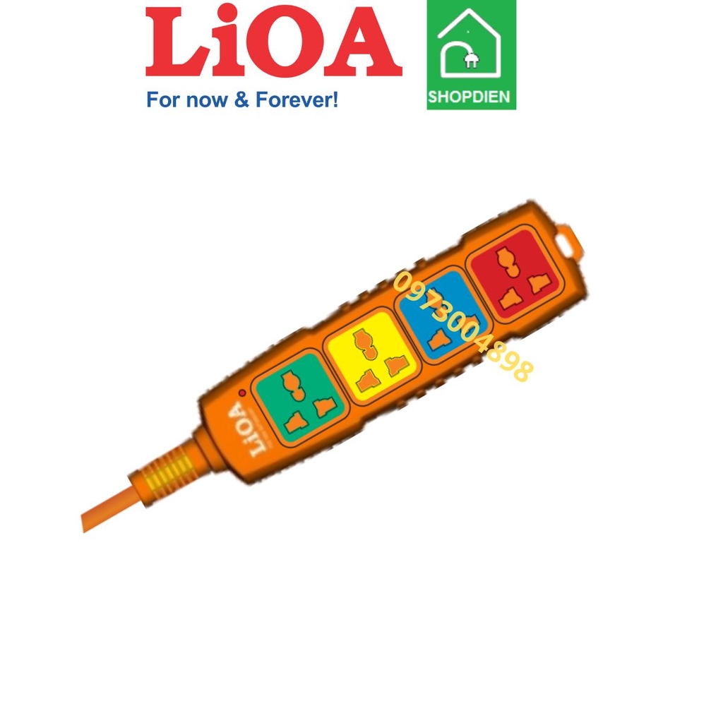 4P-5M/3-15AN LIOA Ổ cắm kéo dài chịu tải 4 cổng 6600W đa năng có tiếp địa