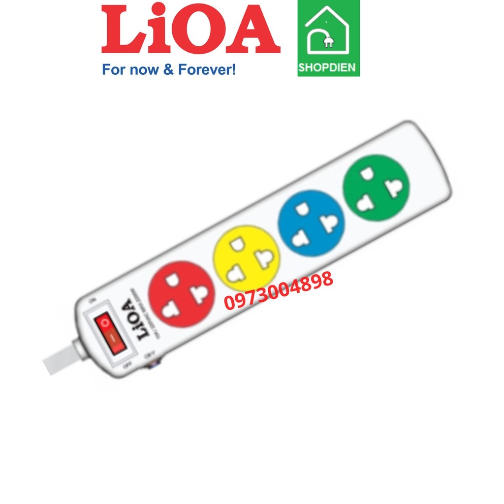 4SNW3.3.10 LIOA Ổ cắm kéo dài 4 cổng có dây tiếp địa có công tắc 2200W 3m
