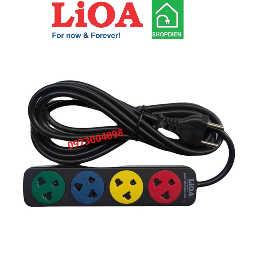 4TN3.3.5 LIOA Ổ cắm kéo dài 4 cổng có dây tiếp địa 1100W 2.5m