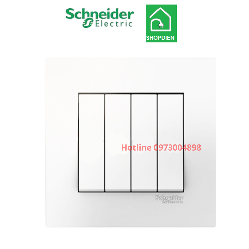 Công tắc bốn 2 chiều 16AX Schnedier Vivace KB34S_WE_G19 Màu trắng