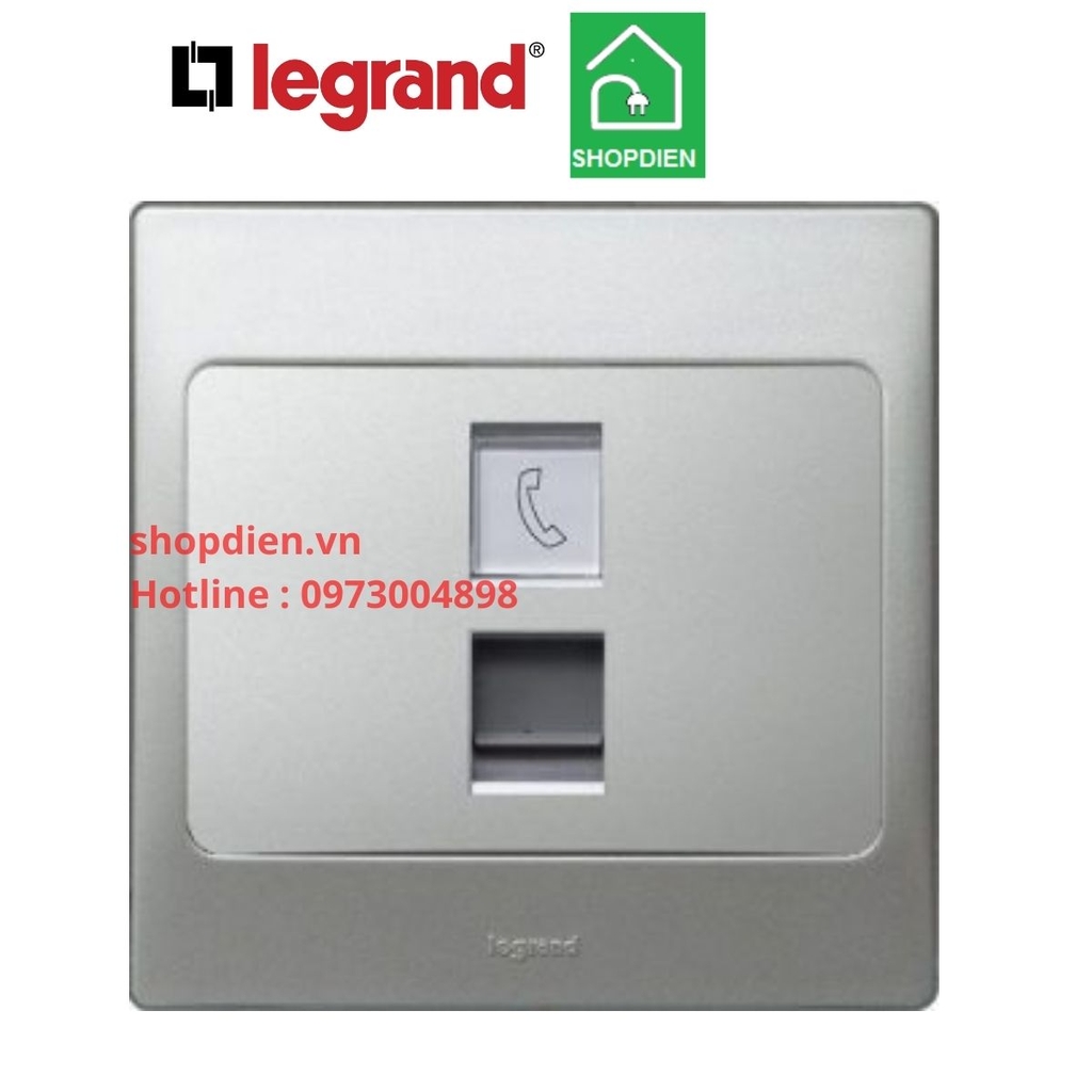 Ổ cắm điện thoại RJ11 Mallia Legrand màu bạc Silver-283160