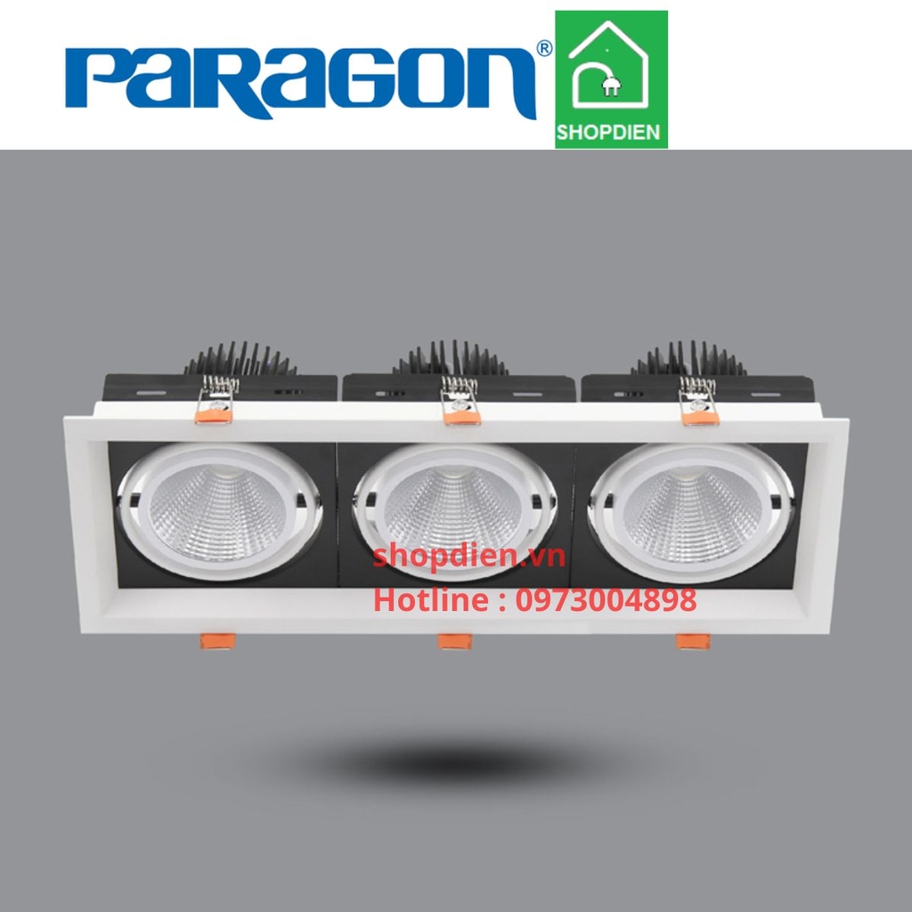Đèn rọi  âm trần ba điều chỉnh góc Dimmer 45W Paragon OLT315L45/D 345x115