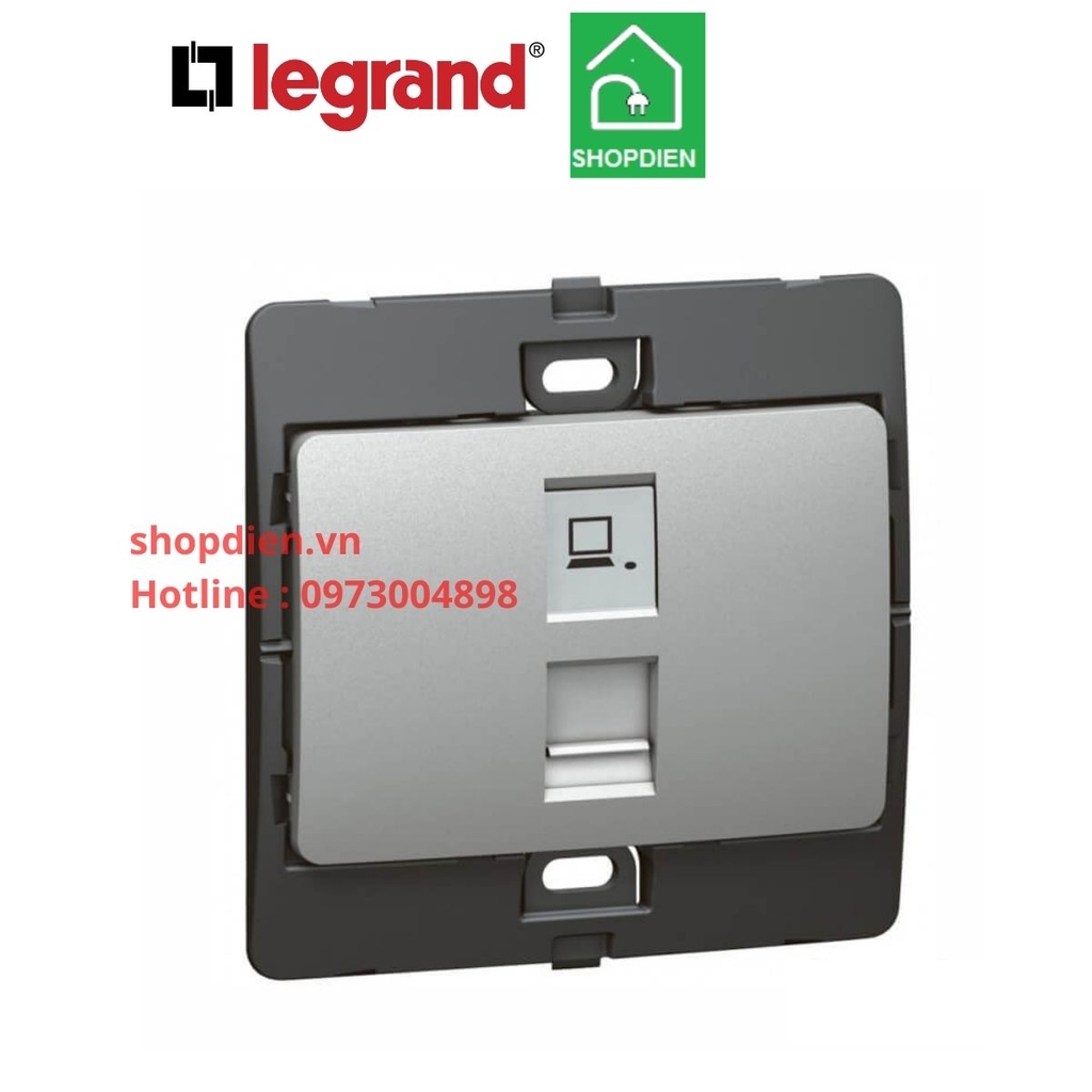 Ổ cắm mạng  RJ45 Cat6 UTP Mallia Legrand màu bạc Silver-283162