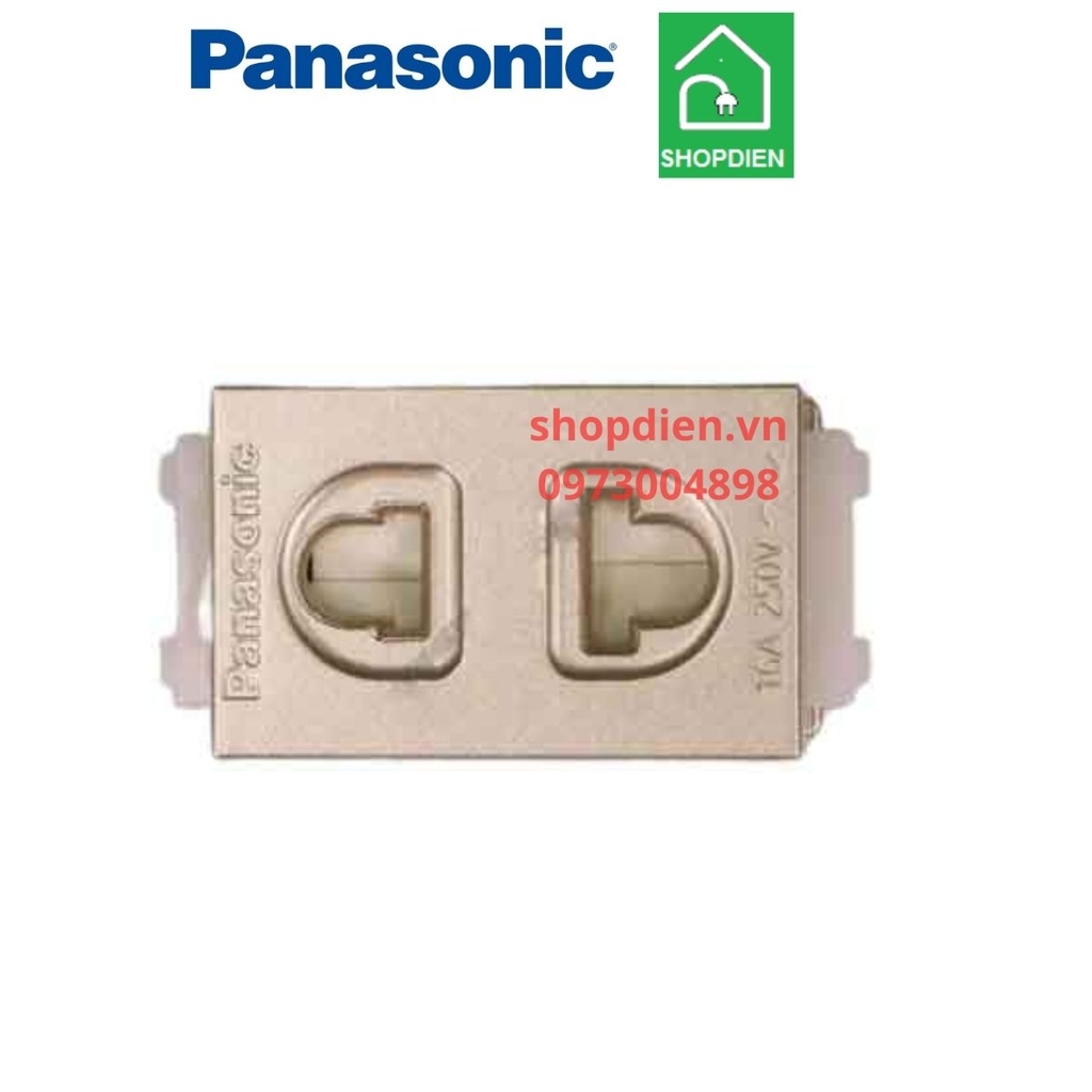 Hạt ổ cắm đơn 2 chấu có màng che  màu vàng ánh kim / 2 pins universal receptacle 16AX Halumie  Panasonic - WEV1081MYZ / WEV1081-7MYZ