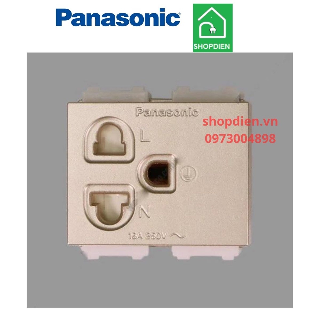 Hạt ổ cắm đơn 3 chấu có màng che màu vàng ánh kim / 3 pins grounding universal receptacle 16AX Halumie  Panasonic - WEV1181MYZ / WEV1181-7MYZ