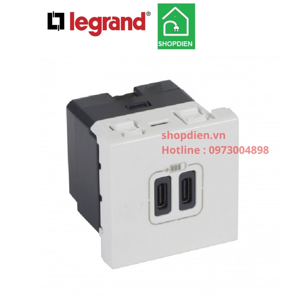 572072 Legrand Ổ cắm sạc USB đôi type C 3A 15W Arteor