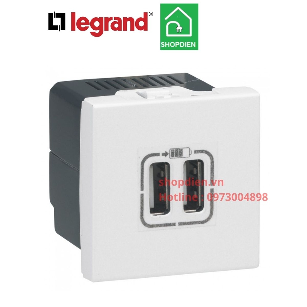 572078 Legrand Ổ cắm sạc USB đôi type A 2.4A 12W Arteor