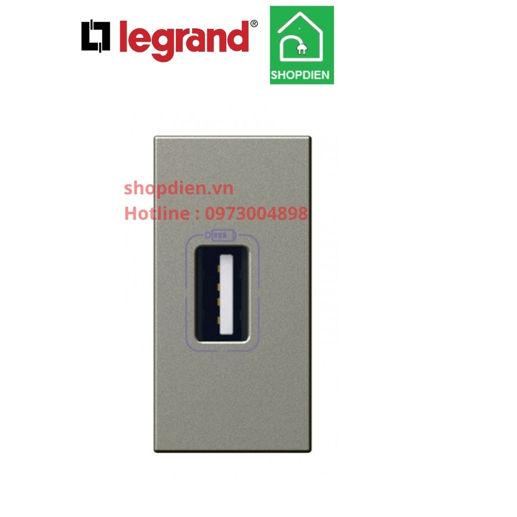 572571 Legrand Ổ cắm sạc USB đơn Arteor màu ghi xám magnesium