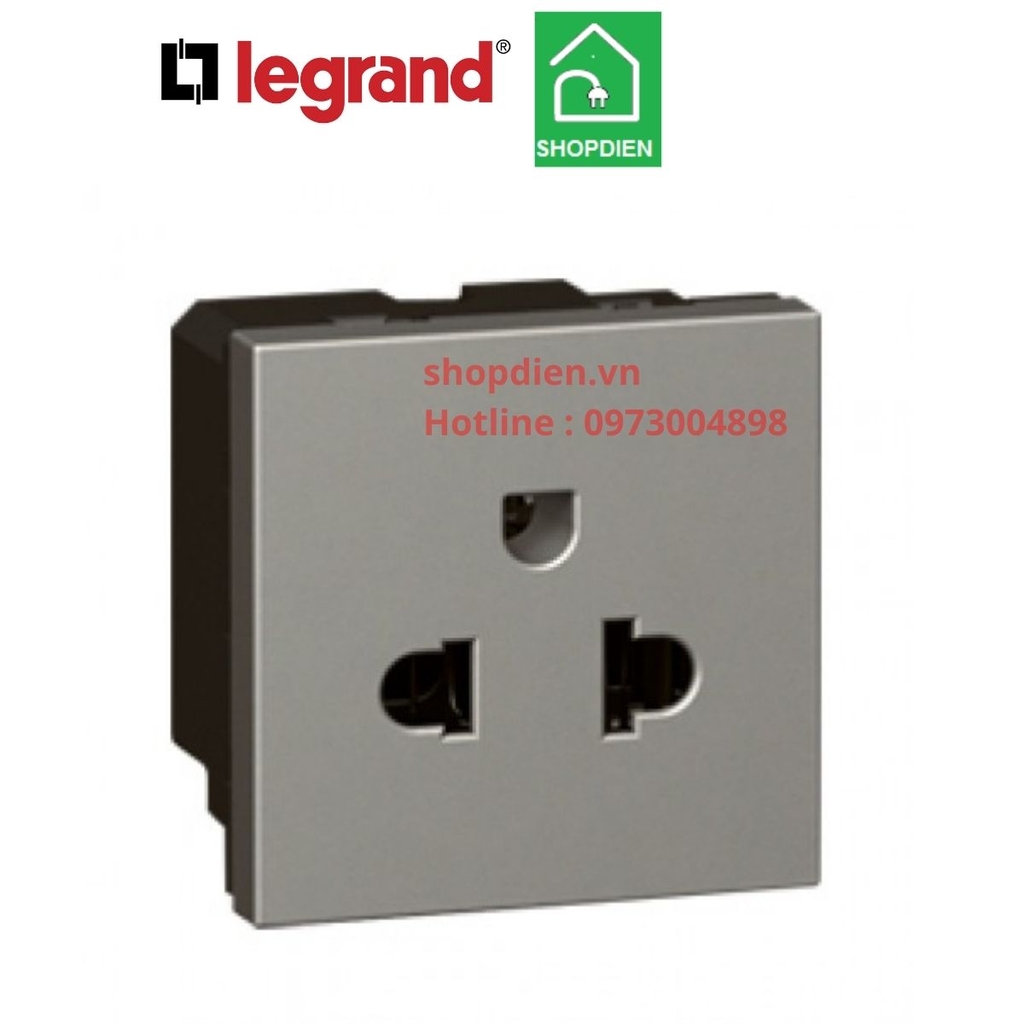 572616 Legrand Ổ cắm đơn 3 chấu Arteor màu ghi xám magnesium