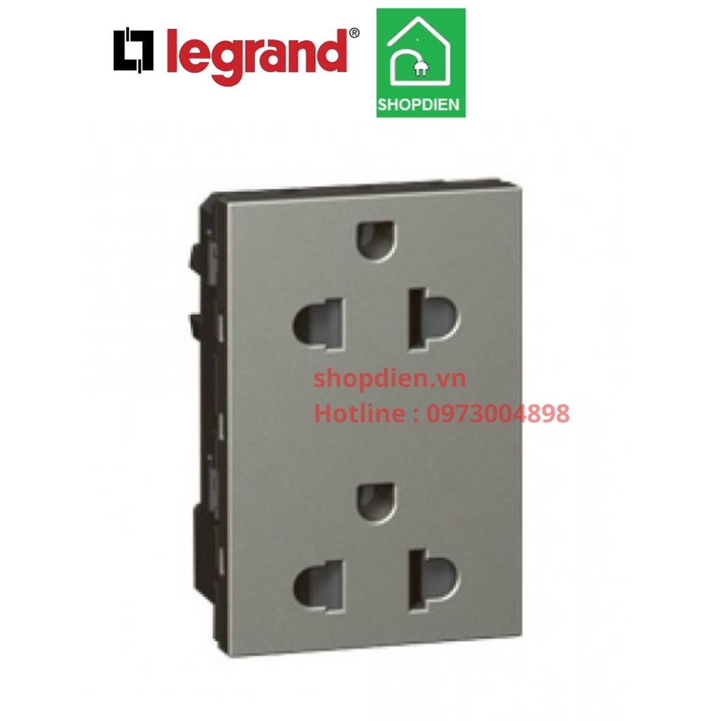 572633 Legrand Ổ cắm đôi 3 chấu Arteor màu ghi xám magnesium