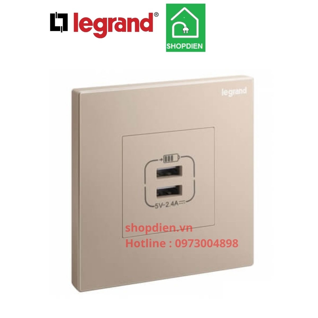 Ổ cắm sạc USB đôi Galion Legrand màu vàng hồng Rose Gold-282447-C1