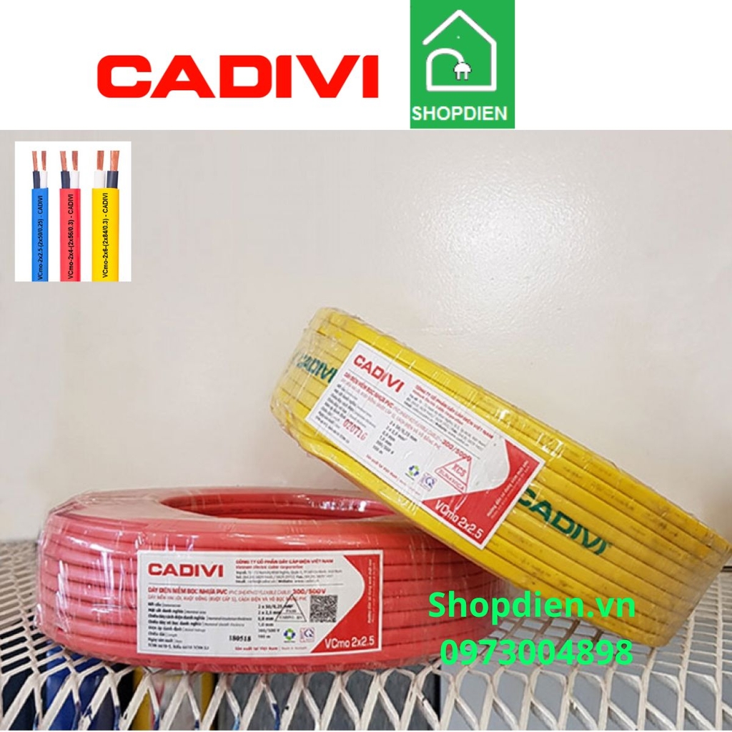 Dây đôi dẹt ovan Cu/PVC/PVC 2x1mm2 Vcmo Cadivi