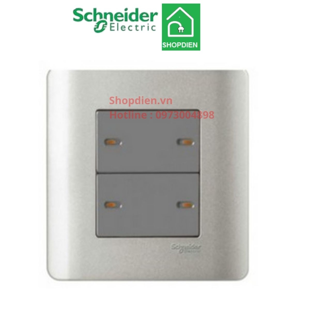 Công tắc bốn 1 chiều Schneider Zencelo E8434_1_SA_G19 màu xám bạc