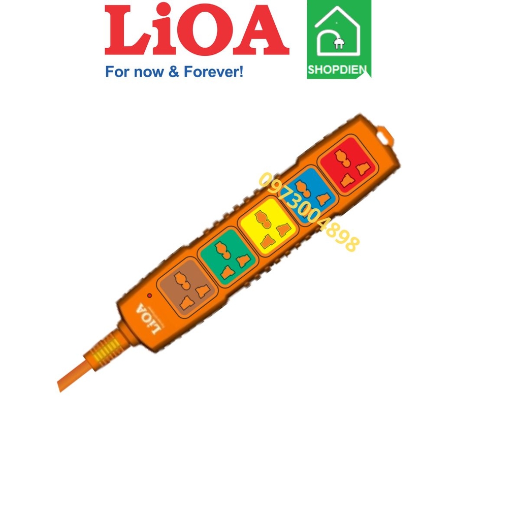 5P-3M/3-15AN LIOA Ổ cắm kéo dài chịu tải 5 cổng 6600W đa năng có tiếp địa