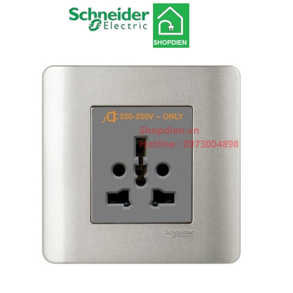 Ổ cắm đơn 3 chân đa năng Schneider Zencelo E84426_16TS_SA_G19 màu xám bạc