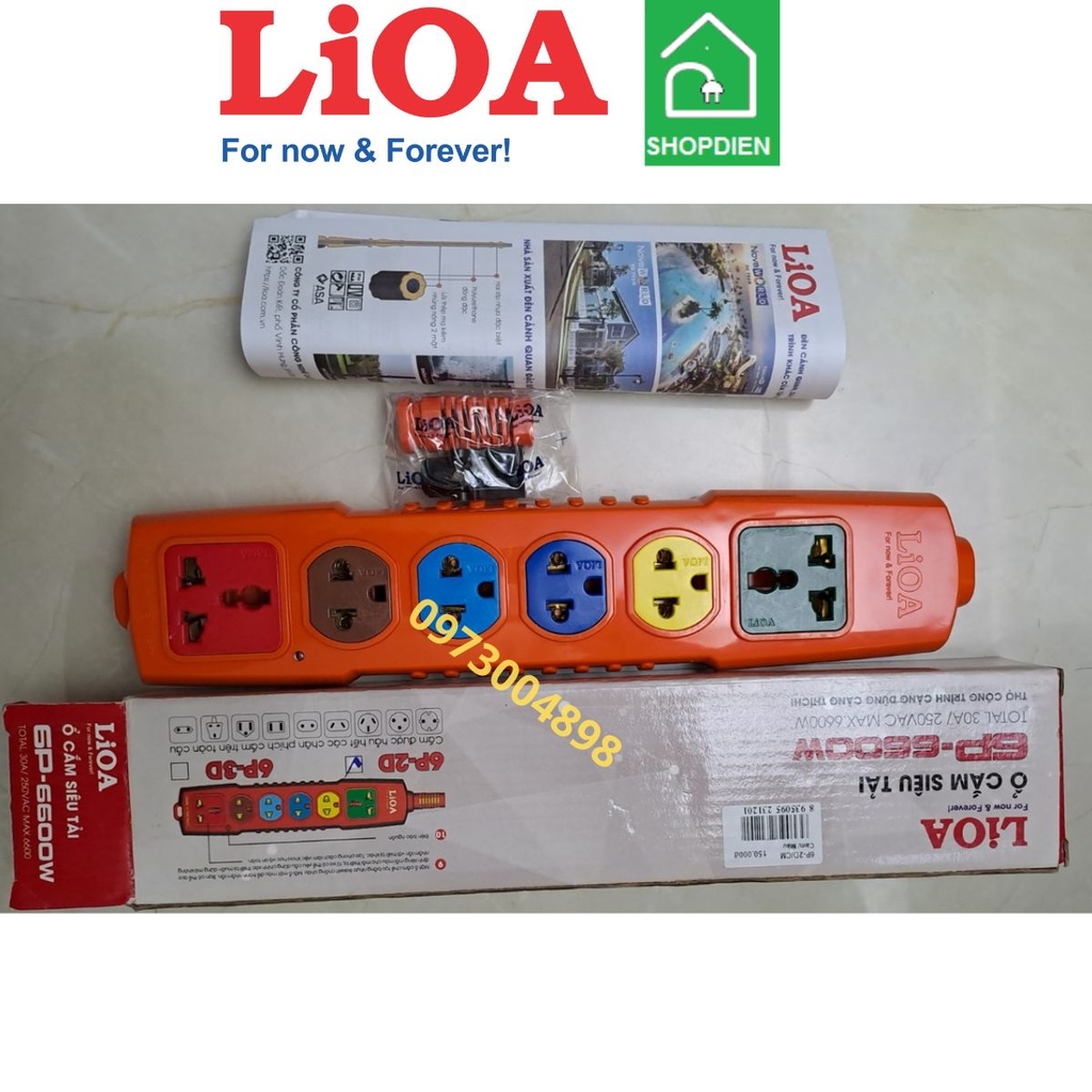 6P-2D LIOA Ổ cắm chịu tải 6 cổng 6600W không dây