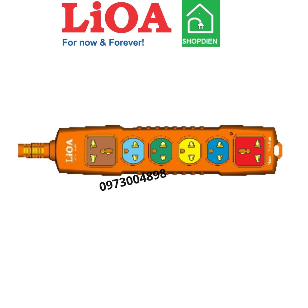 6P-3M/2-20A LIOA Ổ cắm kéo dài chịu tải 6 cổng 6600W 3M