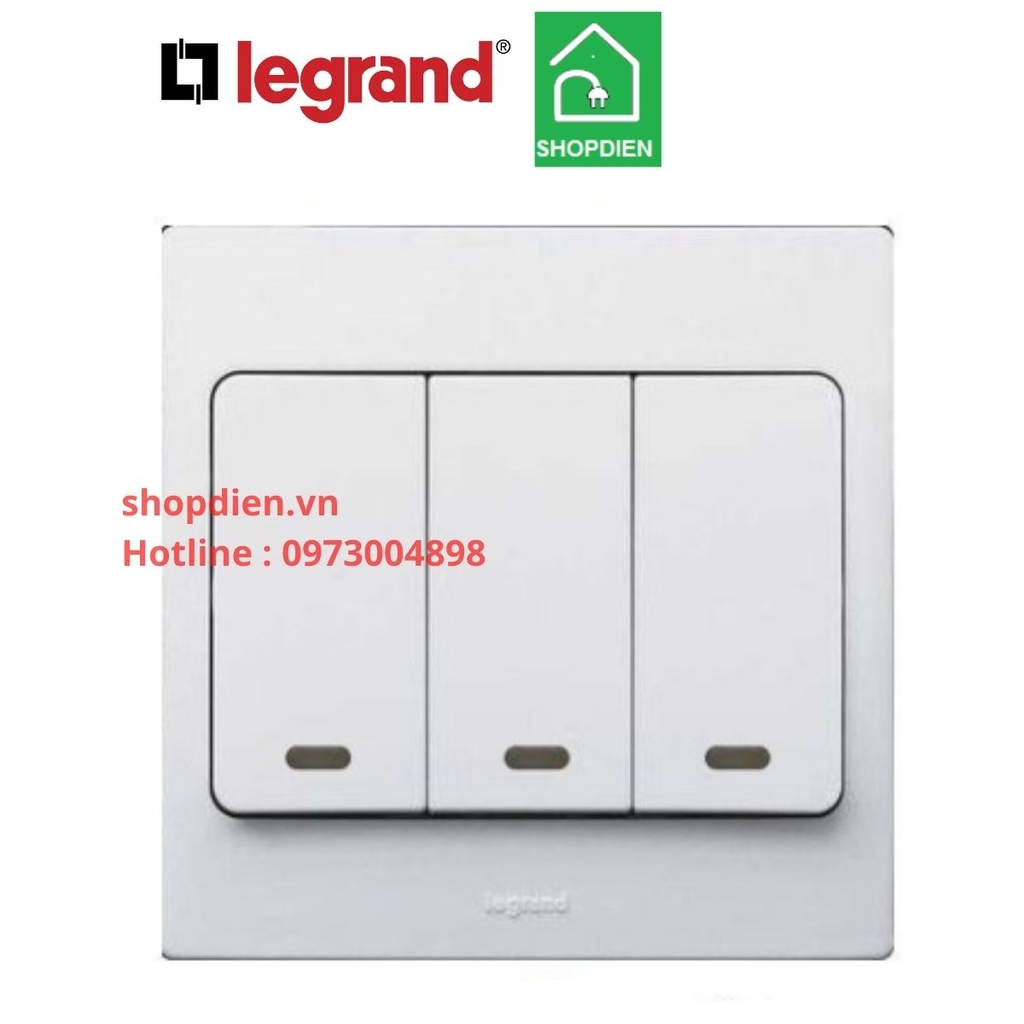 Công tắc ba 1 chiều có hiển thị Mallia Legrand màu trắng-281014