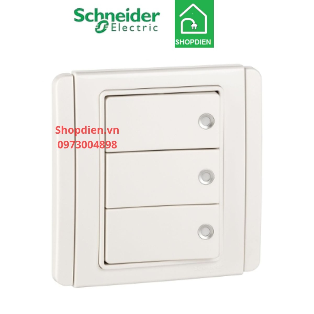 Bộ công tắc ba 1 chiều 16AX Schneider NEO Màu trắng - Vuông-E3033H1_FWWW_G19