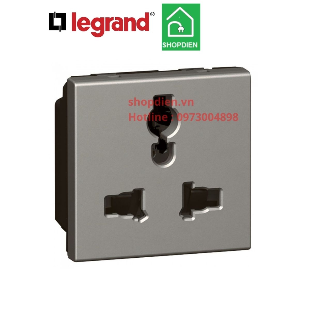Ổ cắm đơn 3 chấu đa năng Legrand Arteor 572623 màu ghi xám magnesium