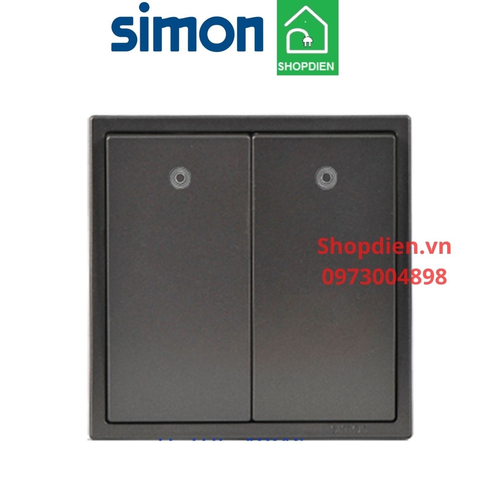 701024-61 SIMON i7 Công tắc đôi 2 chiều, đảo chiều màu ghi xám có đèn
