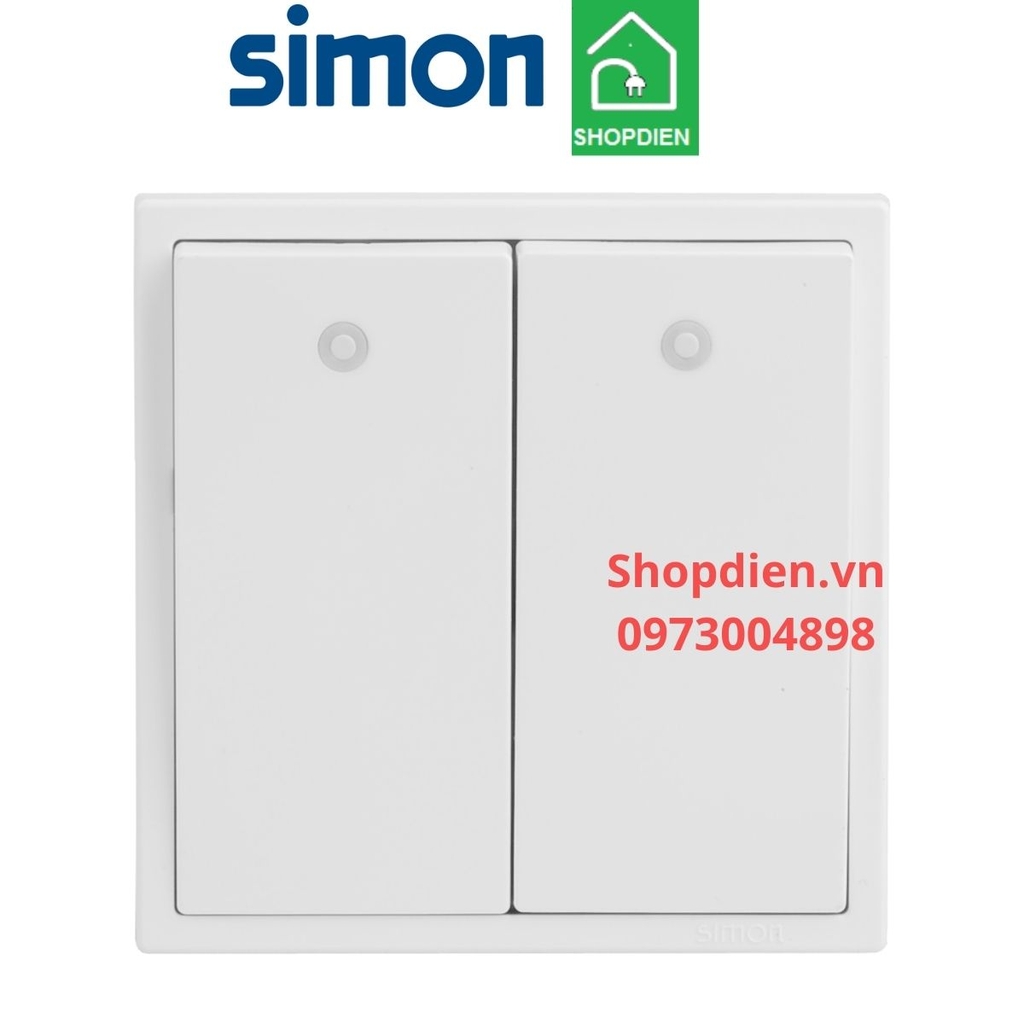 701024 SIMON i7 Công tắc đôi 2 chiều, đảo chiều màu trắng có đèn LED
