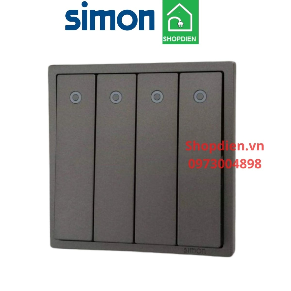 701043-61 SIMON i7 Công tắc bốn 1 chiều màu ghi xám có LED