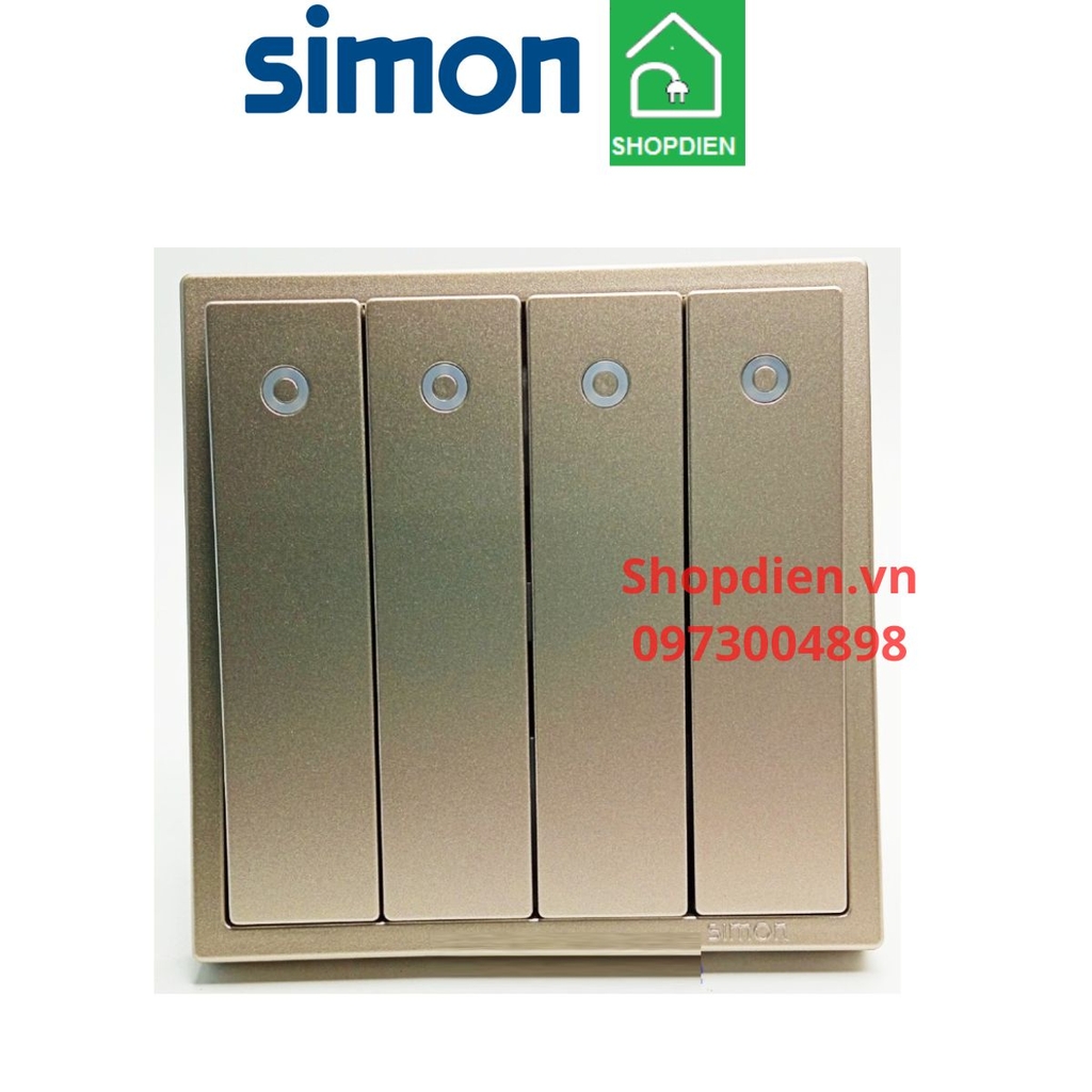 701044-46 SIMON i7 Công tắc bốn 2 chiều màu champagne có LED