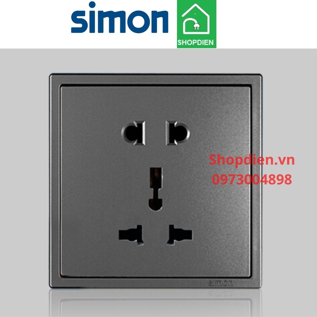 701080-61 SIMON i7 Ổ cắm đôi 3 chấu đa năng màu ghi xám