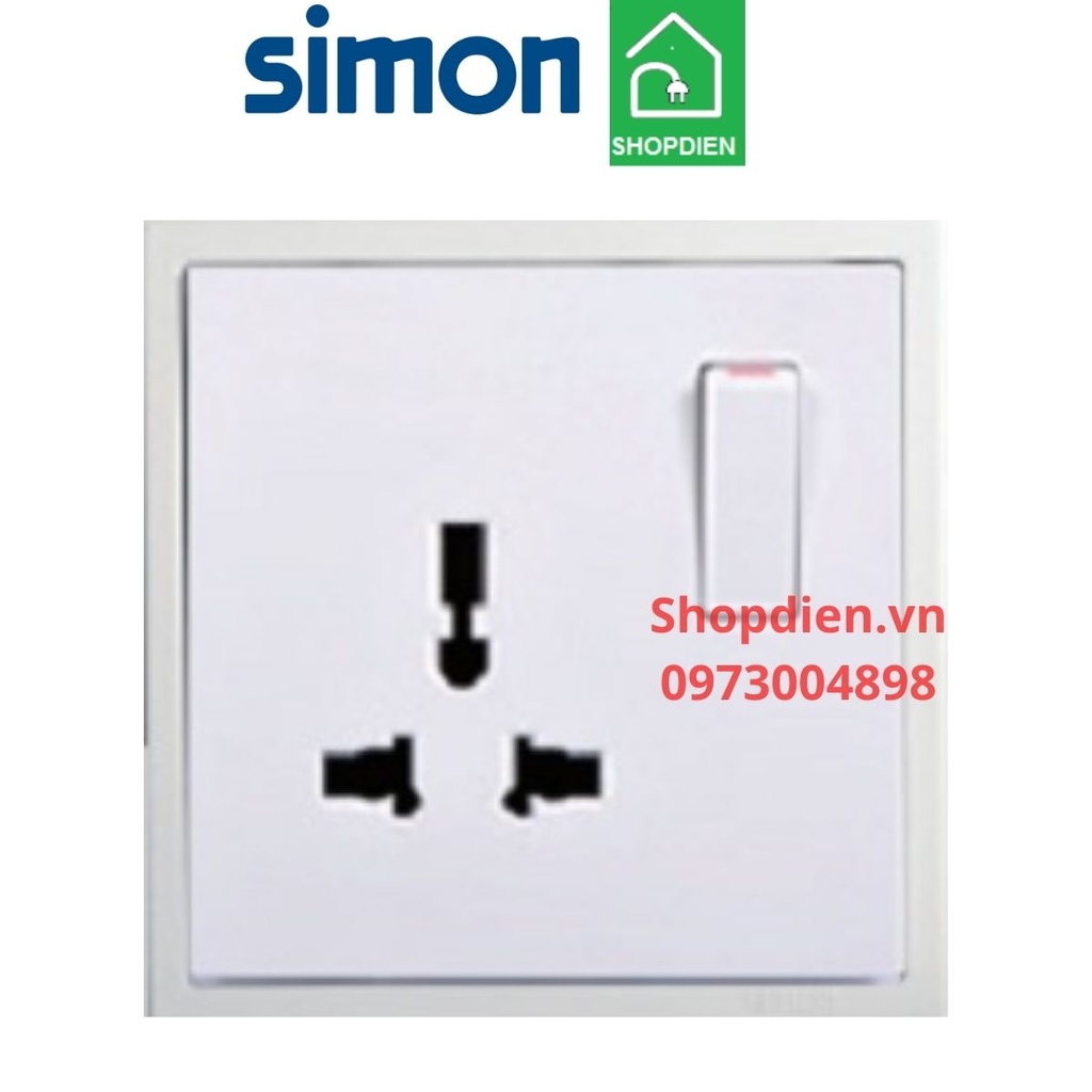 701089 SIMON i7 Ổ cắm đơn 3 chấu đa năng có công tắc màu trắng