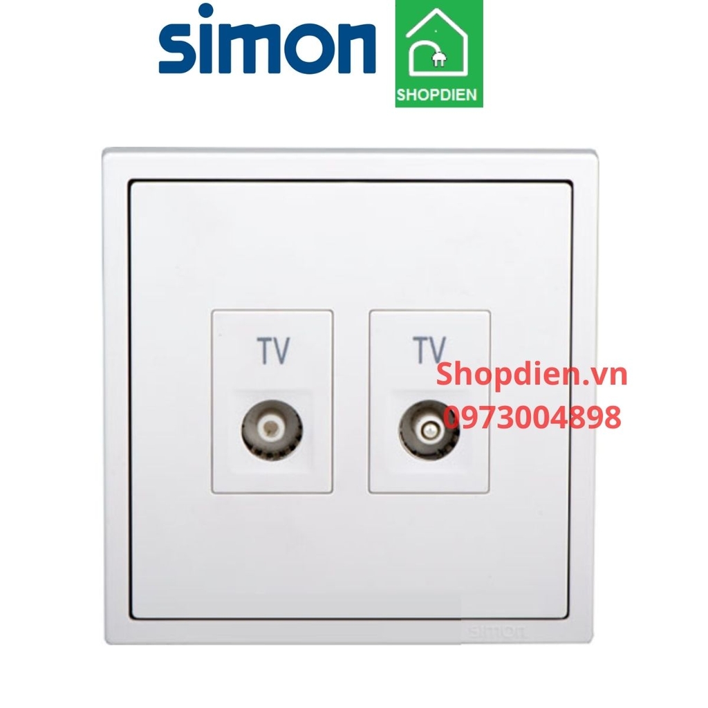 705119 SIMON i7 Bộ ổ cắm Tivi đôi màu trắng