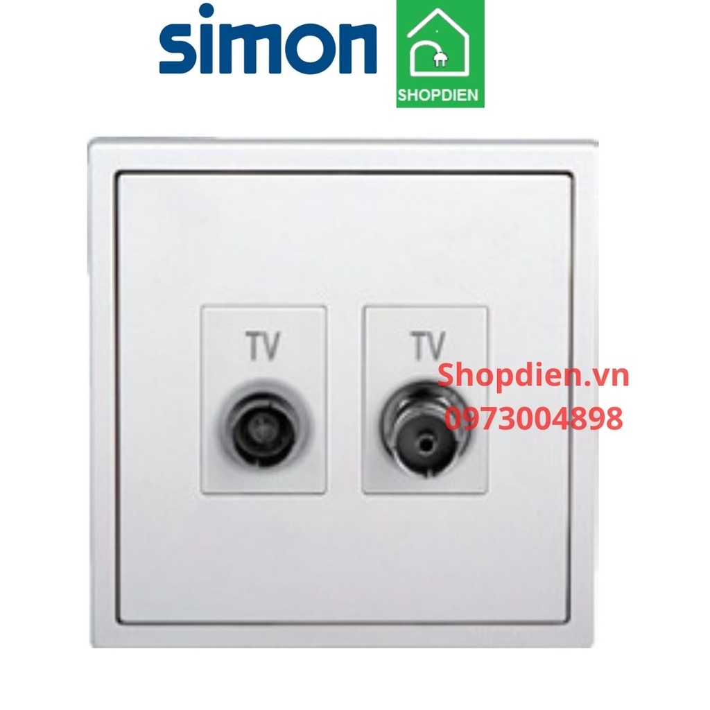 705119S SIMON i7 Bộ ổ cắm đôi Tivi chuẩn F màu trắng