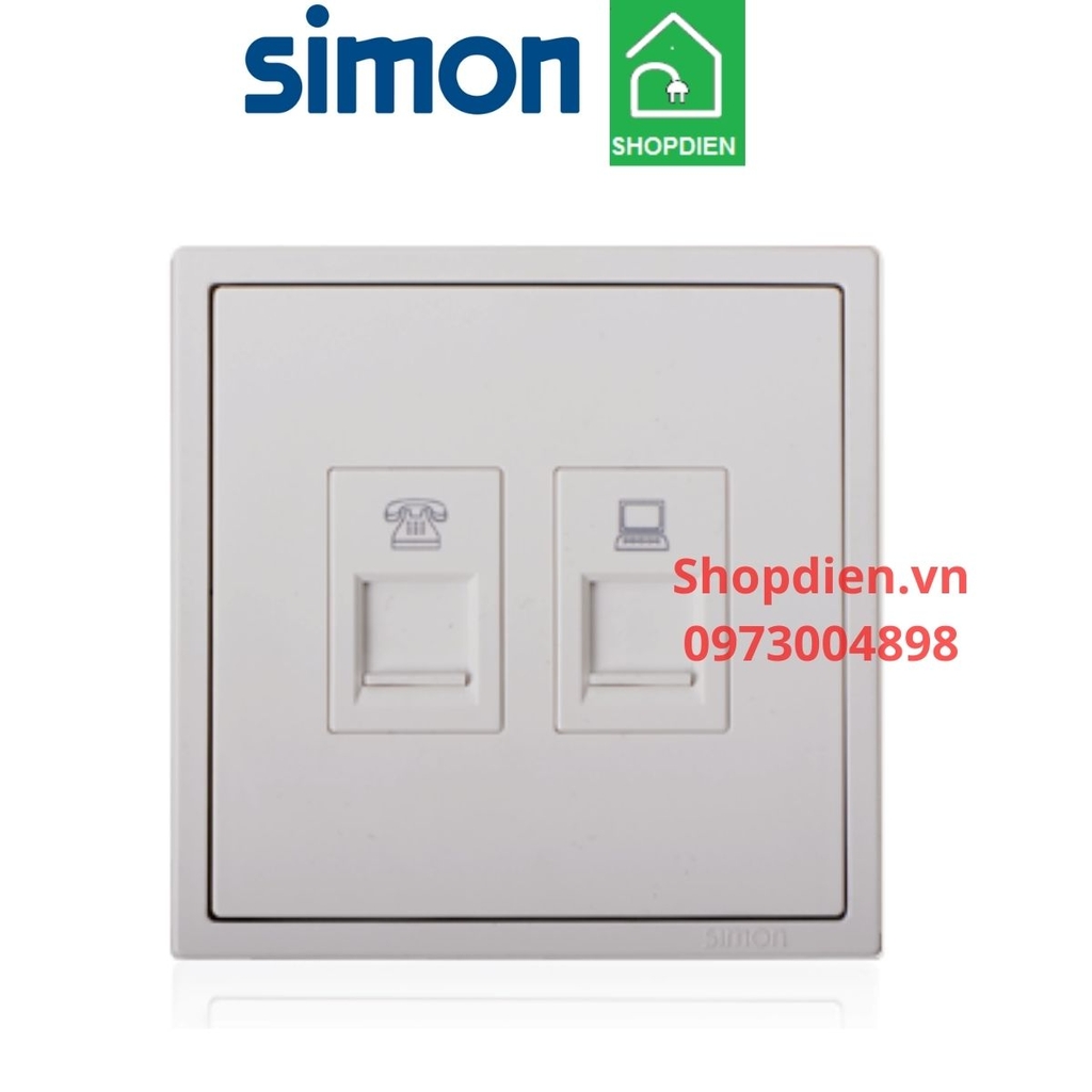 705229 SIMON i7 ổ cắm mạng và ổ điện thoại màu trắng