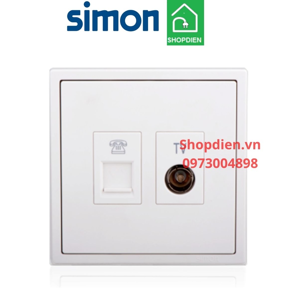 705301 SIMON i7 ổ điện thoại và ổ Tivi màu trắng