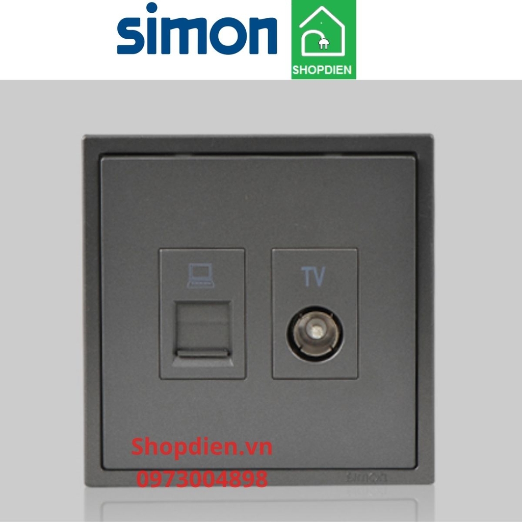 705302-61 SIMON i7 ổ cắm mạng data cat6 và ổ Tivi màu ghi xám