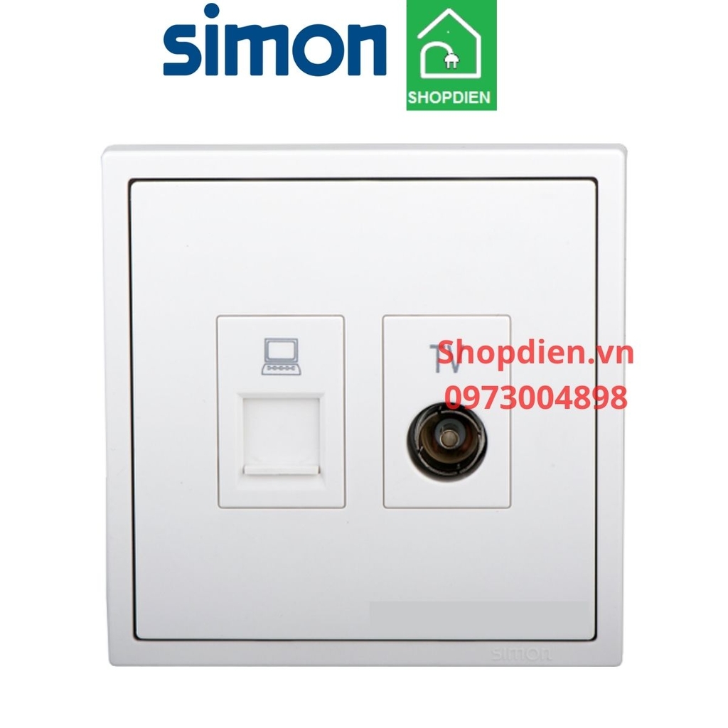 705302 SIMON i7 ổ cắm mạng data cat6 và ổ Tivi màu trắng