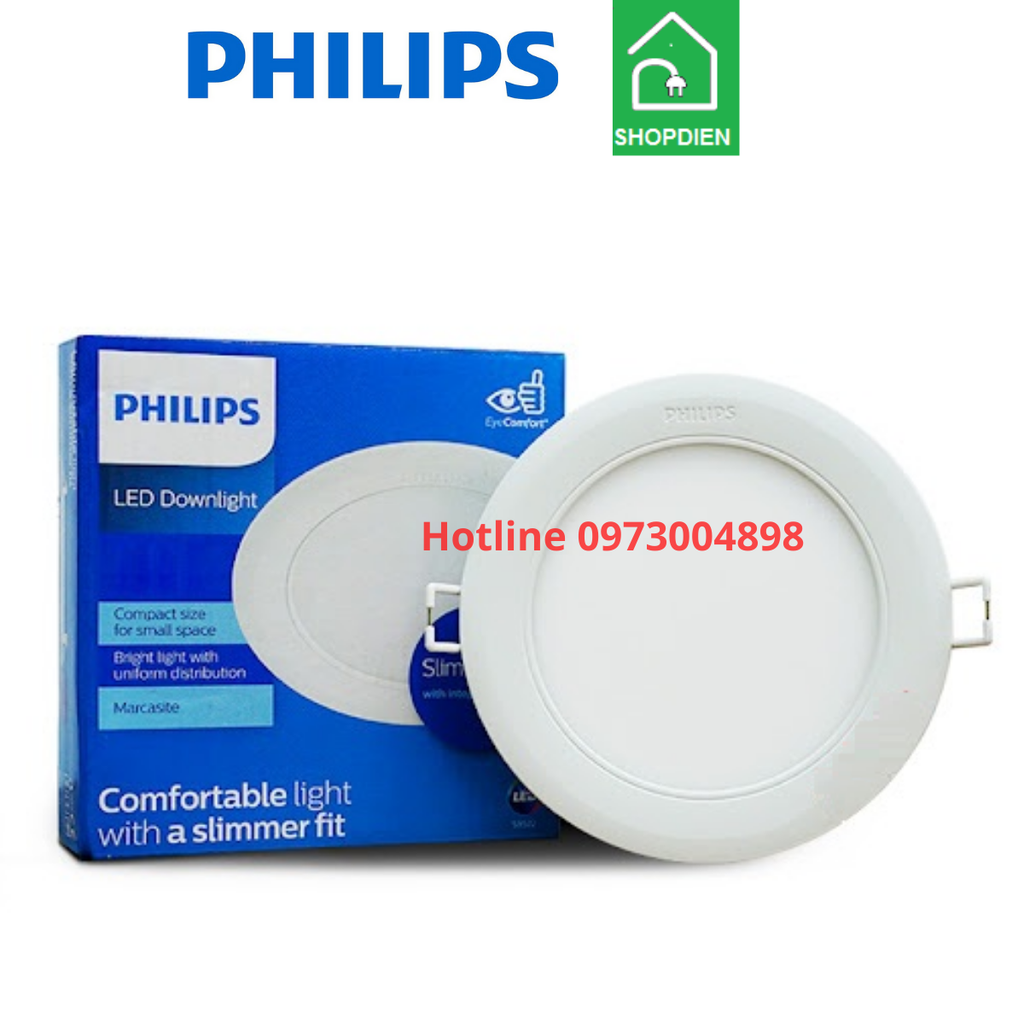 59522 Marcasite Philips Đèn downlight âm trần 12W D125 siêu mỏng