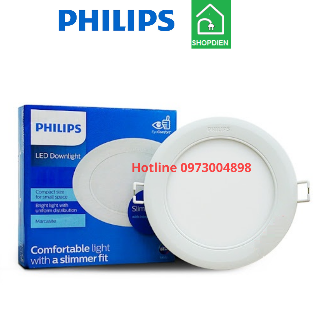 Đèn downlight âm trần siêu mỏng Philips 12W D125 59522 Marcasite