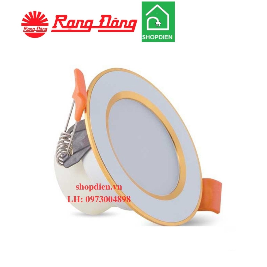 Đèn downlight âm trần đổi màu 3W D60 Rạng Đông AT10 ĐM 60/3W viền vàng / bạc