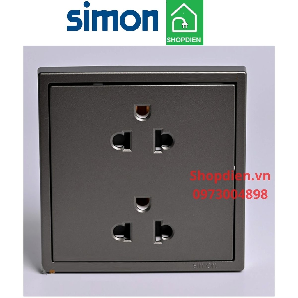 711287-61 SIMON i7 Ổ cắm đôi 3 chấu Euro-US màu ghi xám