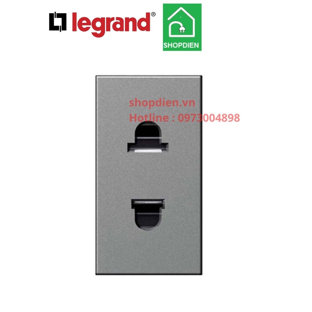 Ổ cắm đơn 2 chấu 16A Legrand Arteor 572604 màu ghi xám magnesium