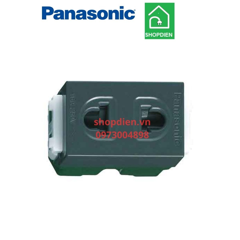 Hạt ổ cắm đơn 2 chấu có màng che  màu xám ánh kim / 2 pins universal receptacle 16AX Halumie  Panasonic - WEV1081MYH / WEV1081-7MYH