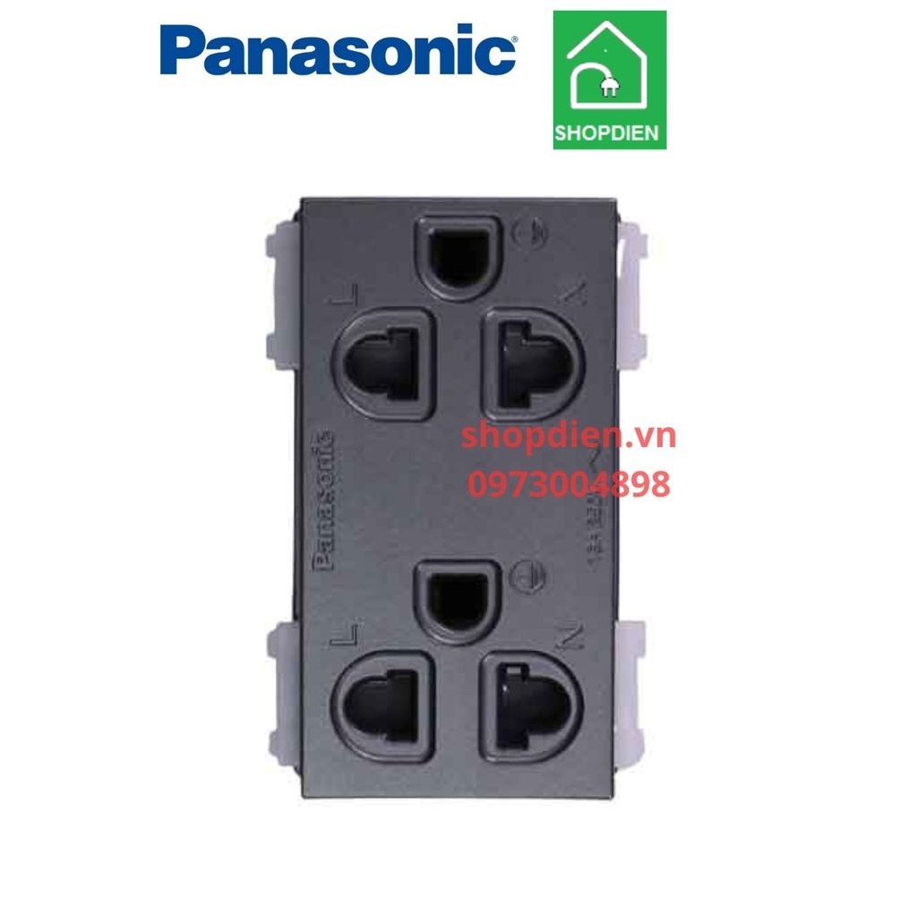 Hạt ổ cắm đơn 3 chấu có màng che màu xám ánh kim / duplex 3 pins grounding universal receptacle 16AX Halumie  Panasonic - WEV1582MYH / WEV1582-7MYH