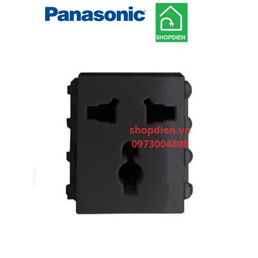 Hạt ổ cắm đa năng, đa tiêu chuẩn 3 chấu có màng che màu xám ánh kim / 3 pins grounding Multiple receptacle   16AX Halumie  Panasonic - WEV1171MYH