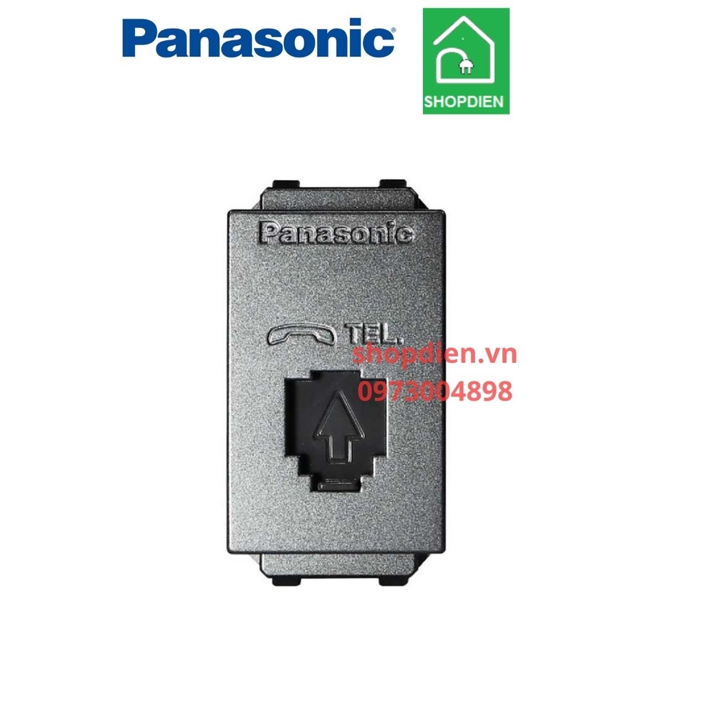 Hạt ổ cắm điện thoại telephone outlet màu xám ánh kim Halumie  Panasonic WEV2364MYH