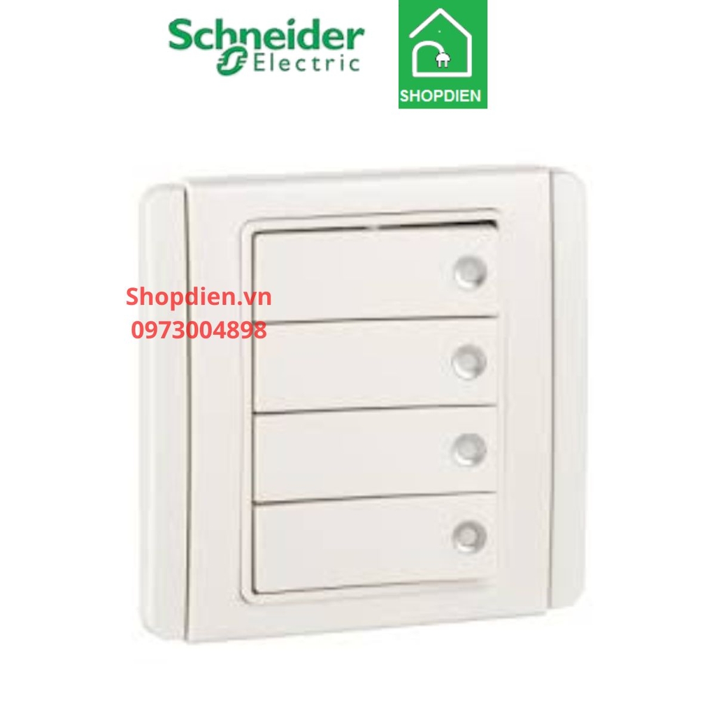 Công tắc bốn 1 chiều Schneider NEO E3034H1_FWWW_G19 Màu trắng