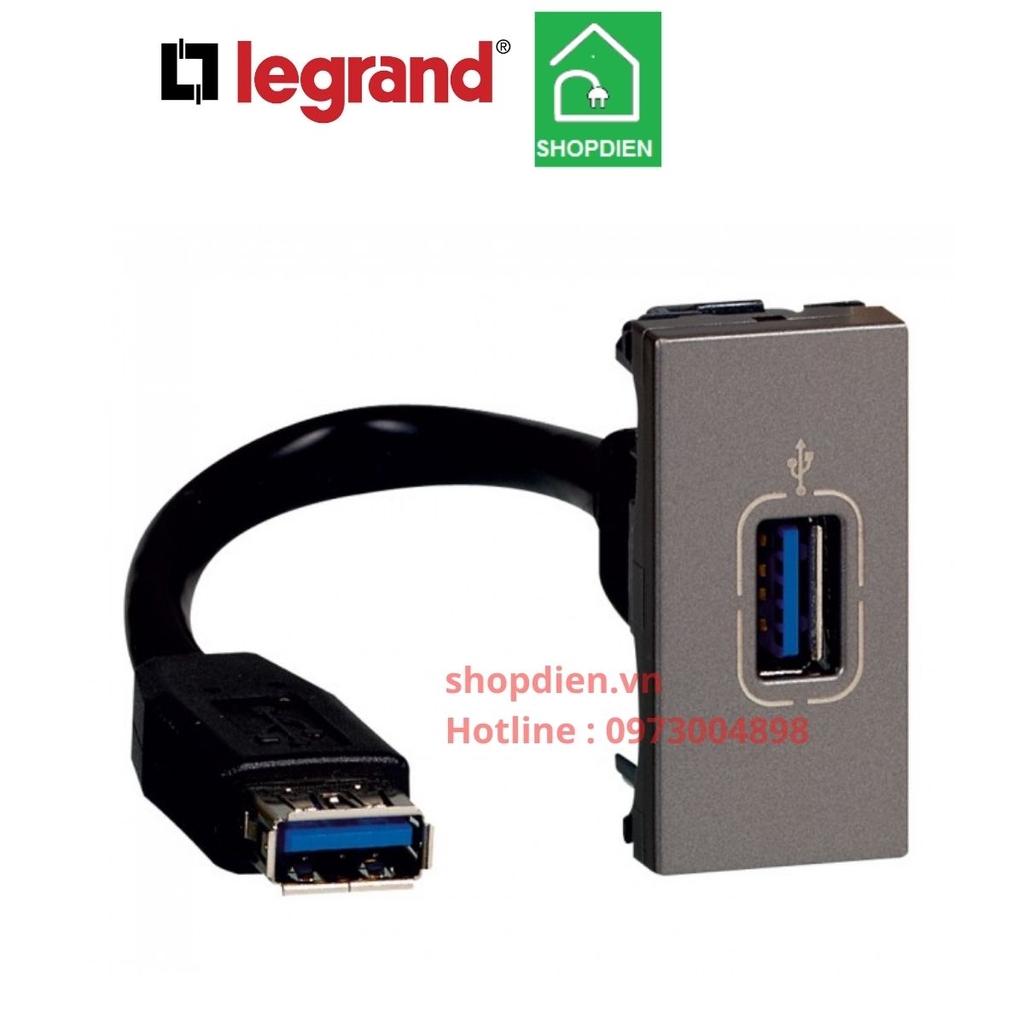 Ổ cắm truyền dữ liệu USB Legrand Arteor 572594 màu ghi xám magnesium