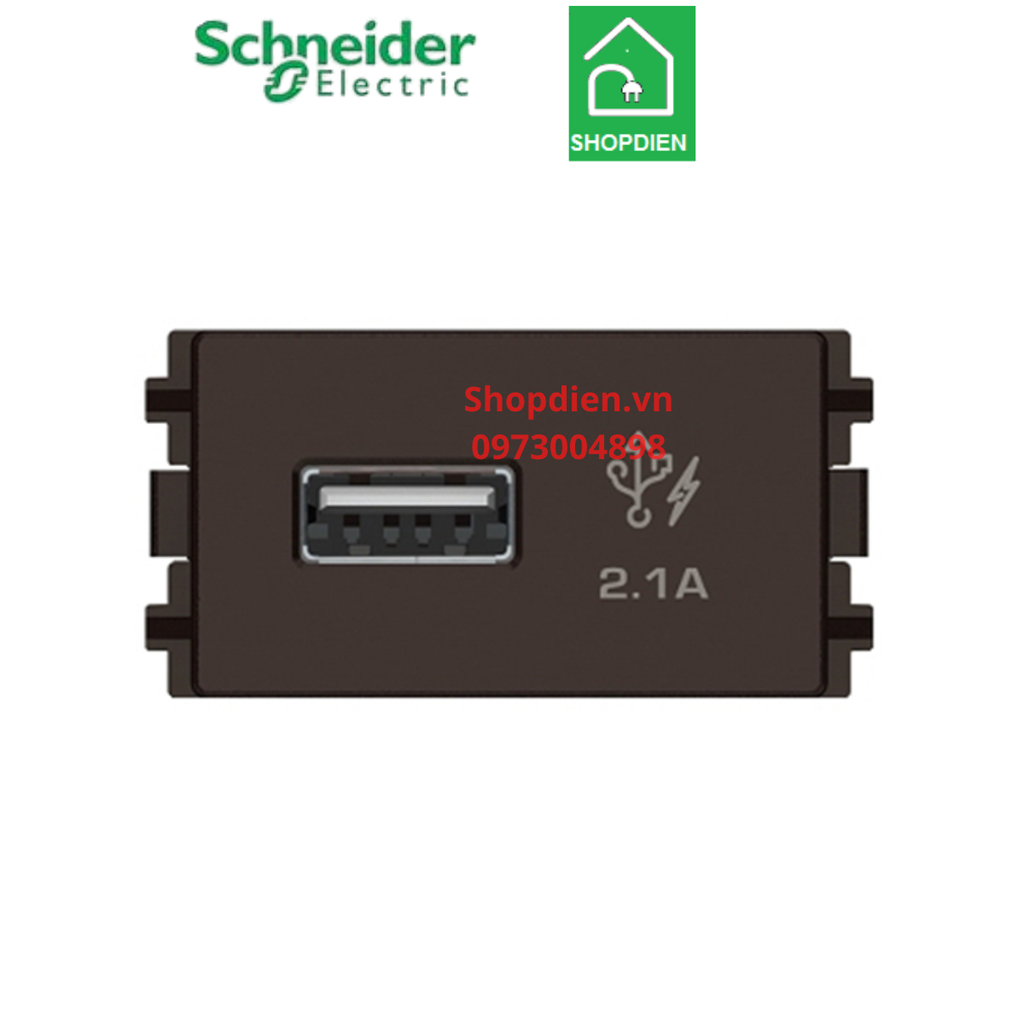 8431USB_BZ Schneider Ổ cắm sạc USB 2.1A ZENCELO A size S màu đồng