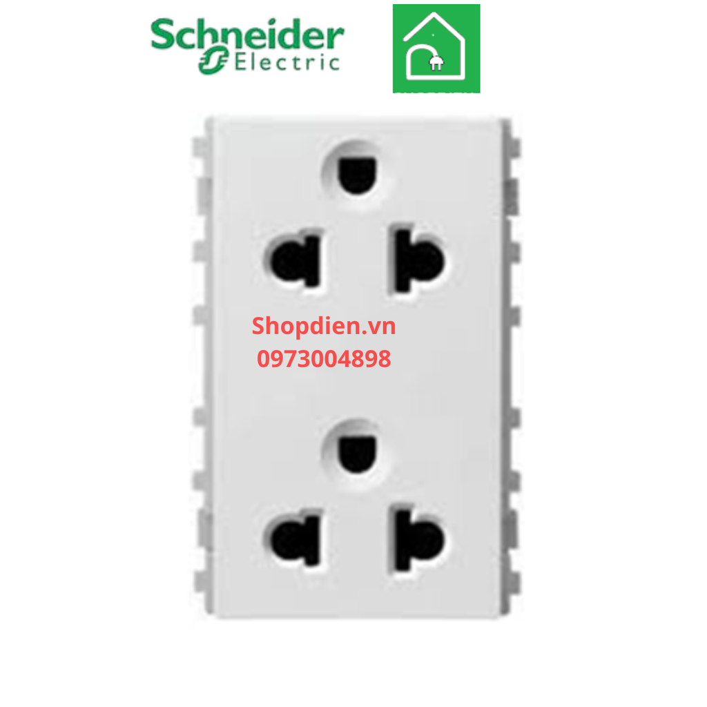 84426LUES2_WE_G19 Schneider Ổ cắm đôi 3 chấu 16A ZENCELO A màu trắng